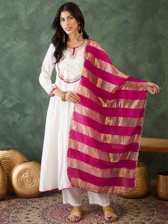 Women Embroidered A-Line Kurta Set