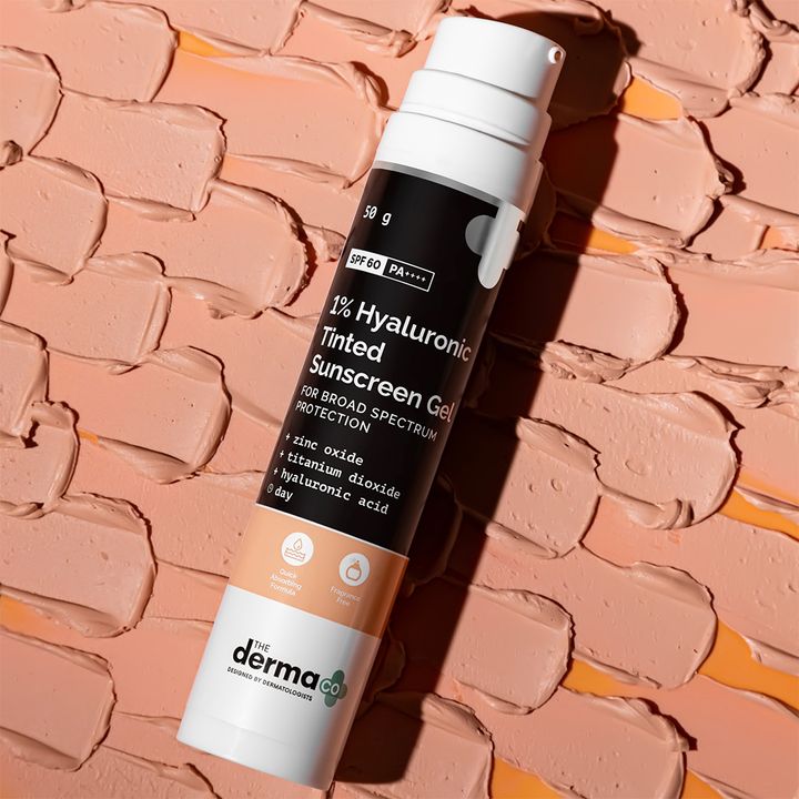 The Derma Co 1% Hyaluronic Tinted Sunscreen Gel for Broad Spectrum Protection - 50g