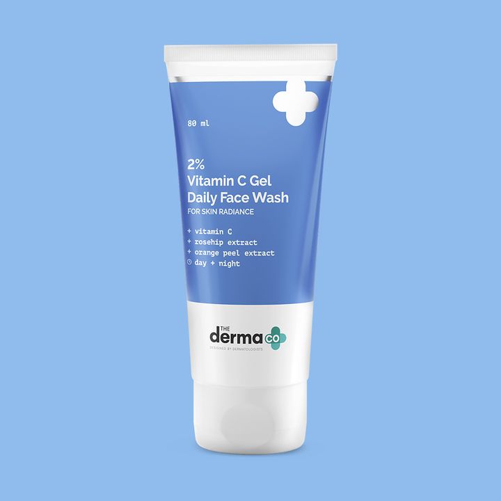 The Derma Co 2% Vitamin C Gel Daily Face Wash with Vitamin C, Rosehip & Orange Peel Extract for Glowing Skin - 80ml
