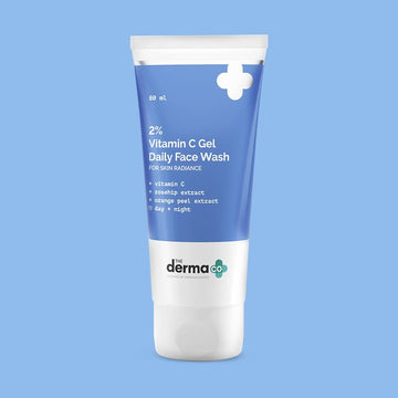 The Derma Co 2% Vitamin C Gel Daily Face Wash with Vitamin C, Rosehip & Orange Peel Extract for Glowing Skin - 80ml