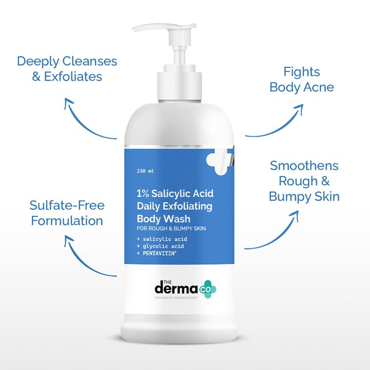 The Derma Co 1% Salicylic Acid Daily Exfoliating Body Wash with Salicylic Acid , Glycolic Acid & PENTAVITIN® - 250ml