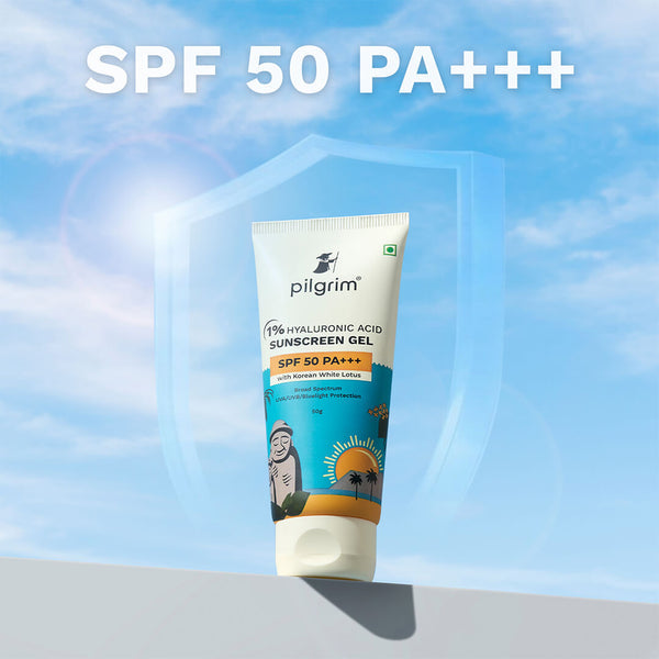 Pilgrim 1% Hyaluronic Acid Sunscreen Gel SPF 50 PA+++ 50gm