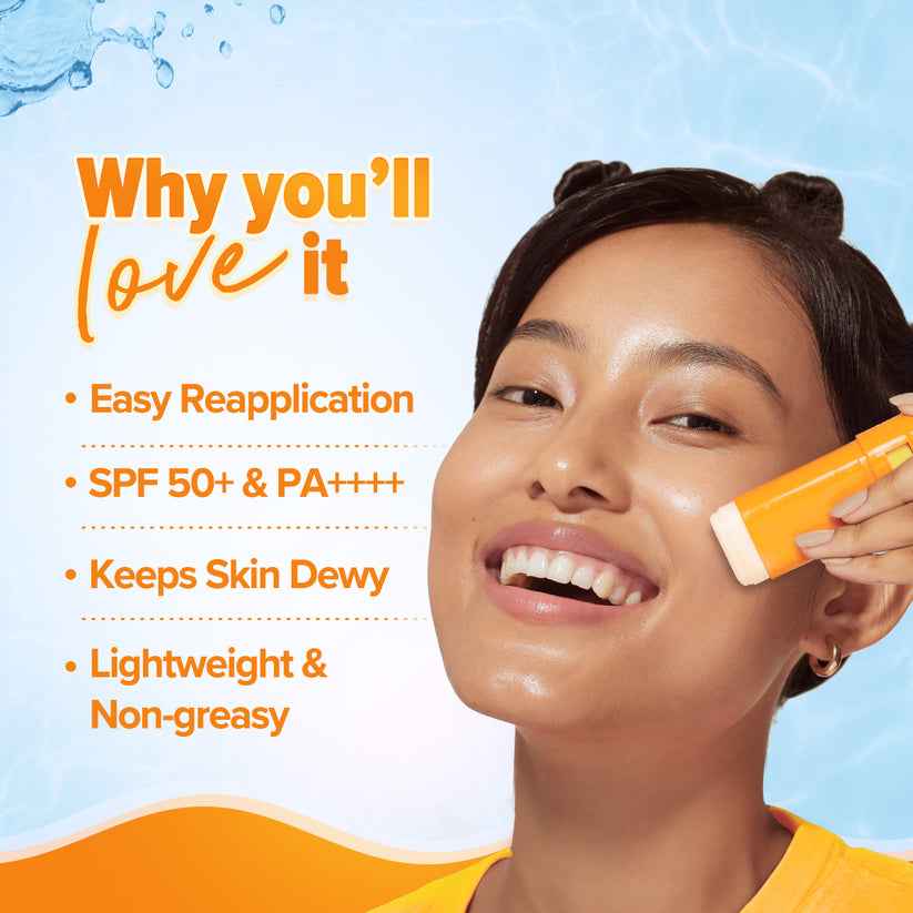 Aqualogica Glow+ Dewy Sunstick with SPF 50+ & PA++++ for Easy Reapplication & No White Cast - 20g