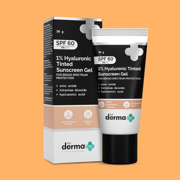 The Derma Co 1% Hyaluronic Tinted Sunscreen Gel with SPF 60 & PA++++ for Broad Spectrum Protection - 30g