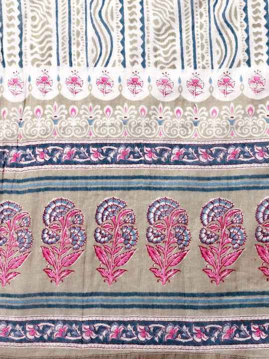 Women Plus Size Cream-Coloured Ethnic Motifs Printed Pure Cotton Kurta Set