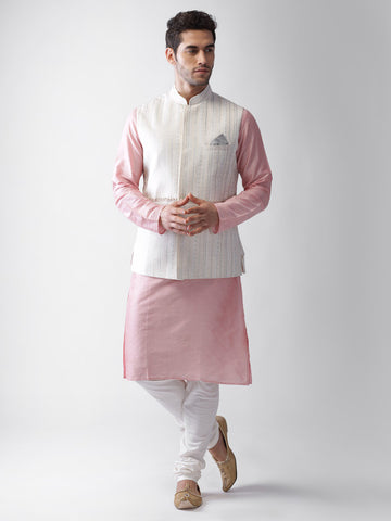 Men Regular Fit Printed Kurta Jacket Churidar Set