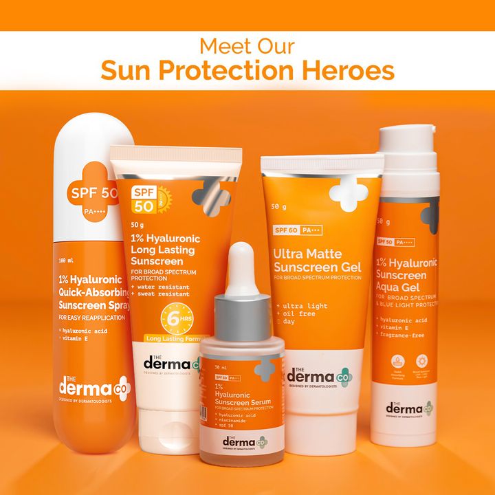 The Derma Co 1% Hyaluronic Quick-Absorbing Sunscreen Spray with Hyaluronic Acid & Vitamin E - 100 ml