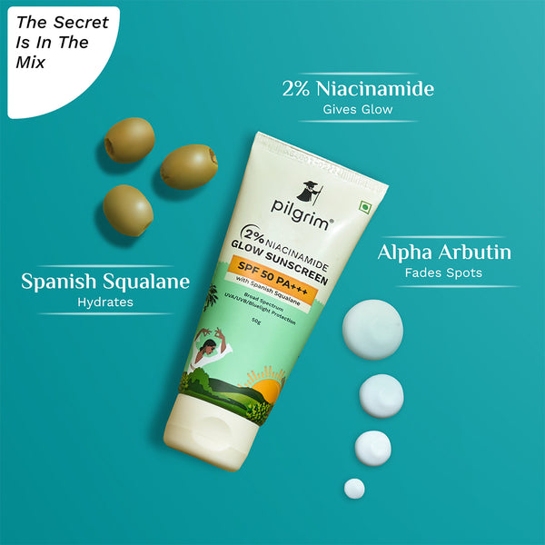 Pilgrim 2% Niacinamide Glow Sunscreen SPF 50 PA+++ 50gm