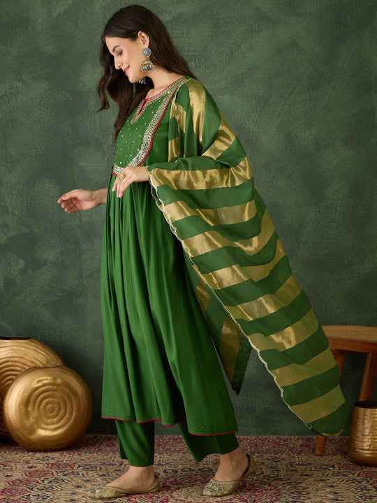 Women Embroidered A-Line Kurta Set