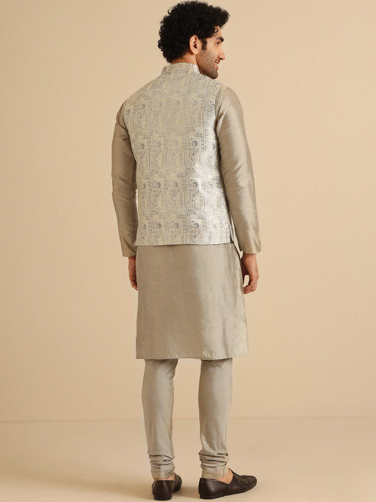 KISAH Regular Kurta With Churidar & Nehru Jacket