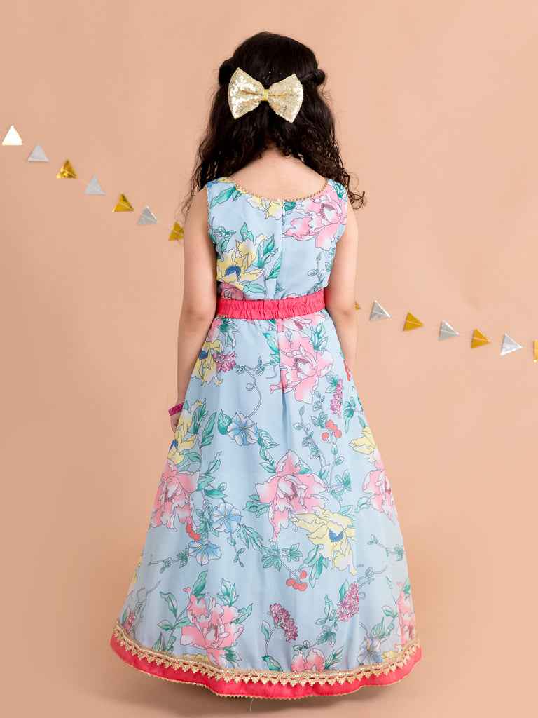 Pspeaches Floral Print A-Line Ethnic Dress (IW-Bluedigital)