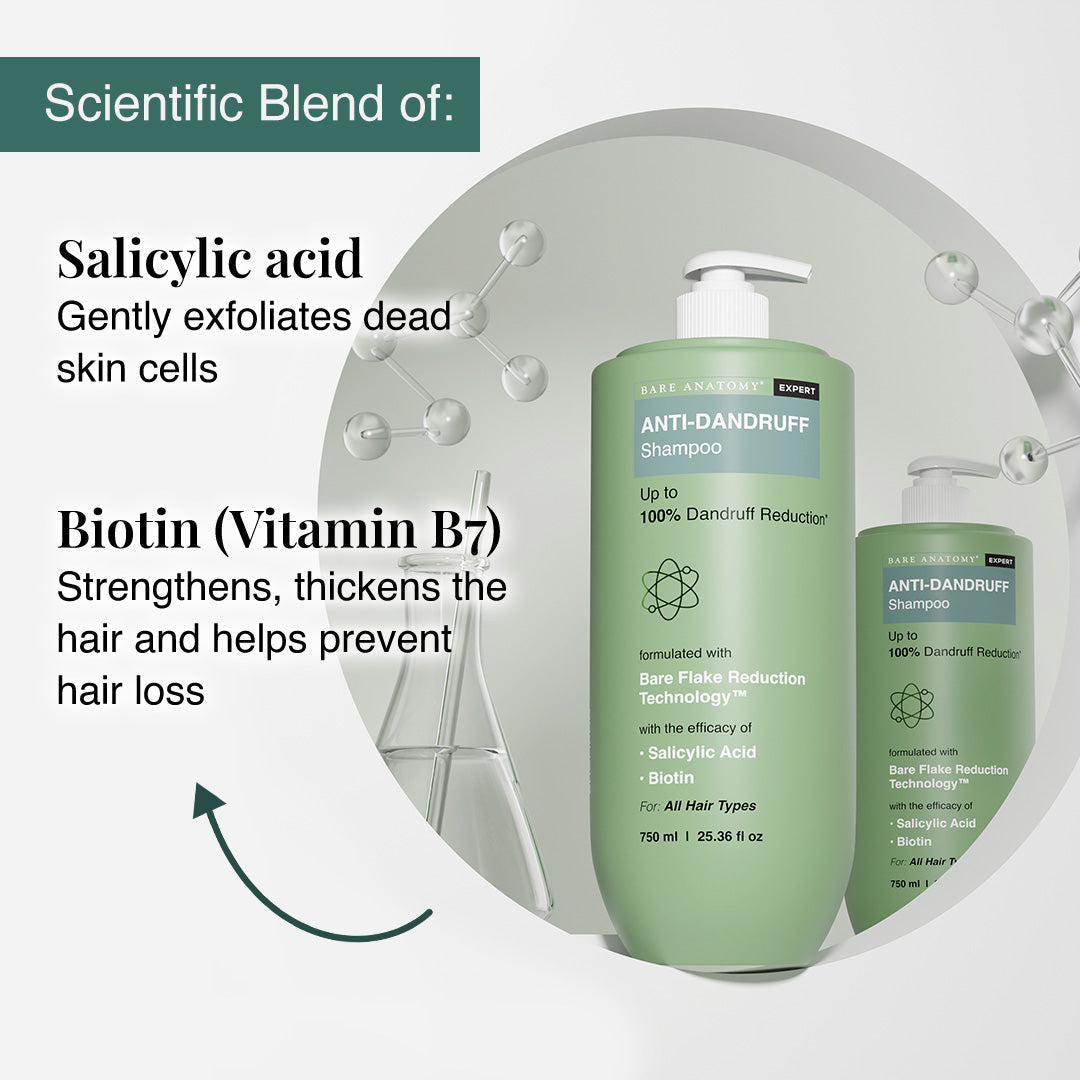 Bare Anatomy Anti Dandruff Shampoo with Salicylic Acid & Biotin- 750ml