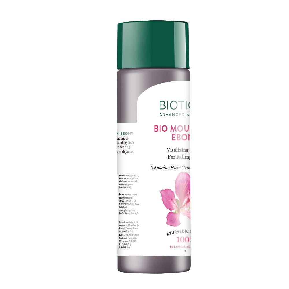 Biotique Bio Mountain Ebony Vitalizing Serum | Prevents Hair Fall & Soothes Scalp| Promotes Hair Growth | 100% Botanical Extracts | Suitable for All Skin Types | 120ml