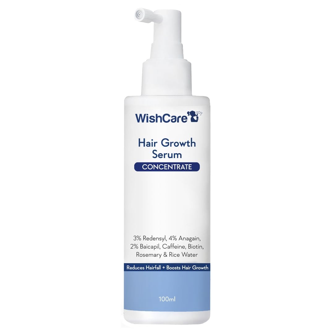 WishCare Hair Growth Serum Concentrate - 3% Redensyl, 4% Anagain, 2% Baicapil, Caffeine, Biotin, Plant Keratin & Rice Water - Hair Growth Serum For Men & Women, 30ml