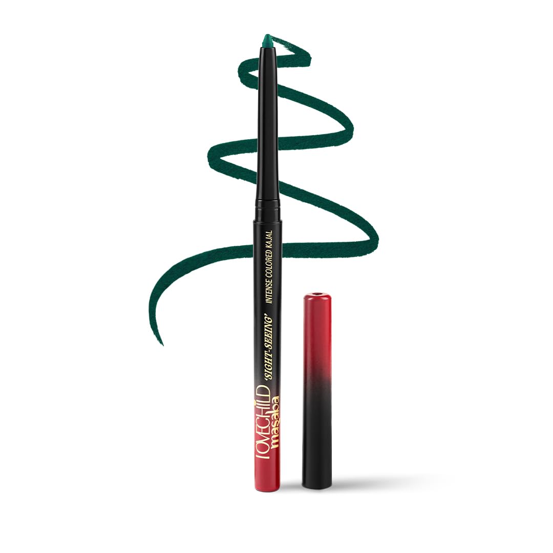 LoveChild Masaba Kajal Pencil Coal Black Matte - Smudge-proof & Waterproof, Long-lasting Deeply Pigmented Eyeliner for Women, Makeup Essential (0.36g)