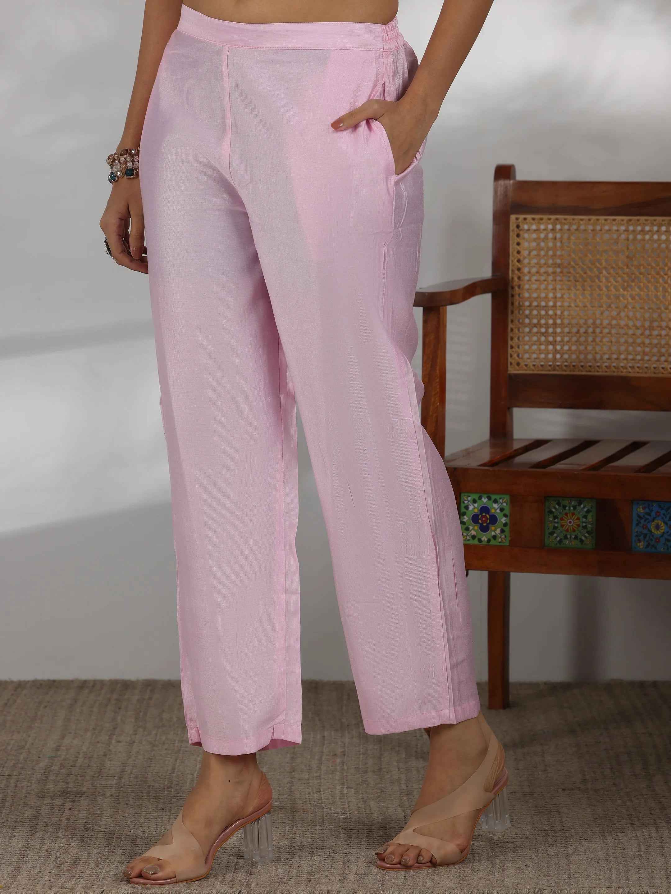 Purple Printed Cotton Blend Straight Suit With Dupatta