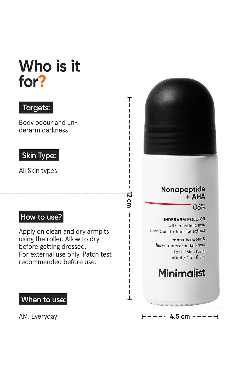 Minimalist Nonapeptide + AHA 6% Underarm Roll-On (pack of 2)