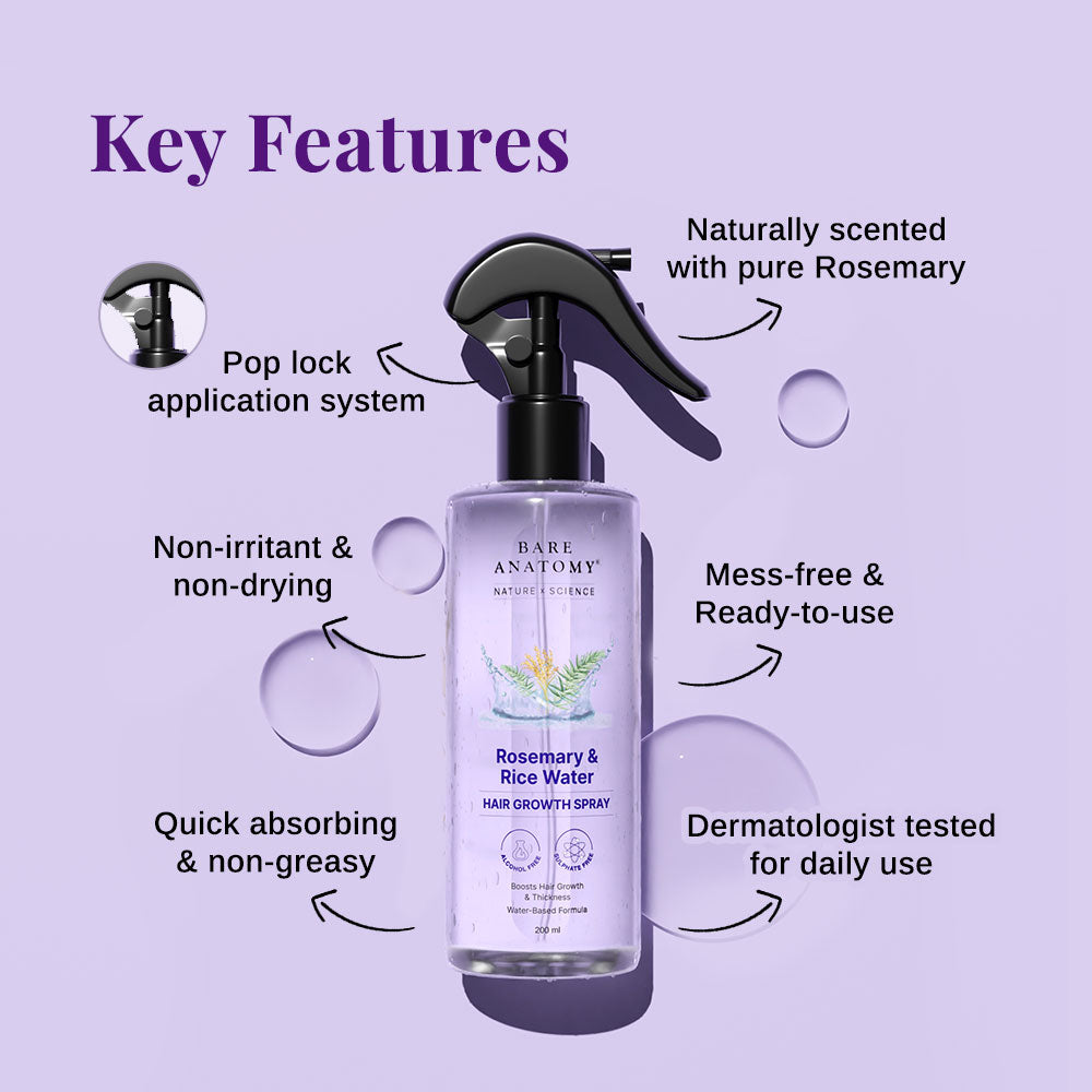 Bare Anatomy Rosemary & Rice Water Hair Growth Spray 200Ml
