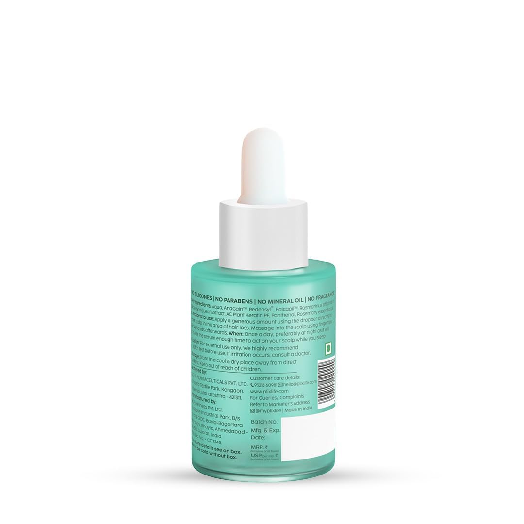 The Plant Fix Plix Rosemary Hair Growth Serum with 3% Redensyl, 4% AnaGain, 3% Baicapil, 30 ml - Dhevu