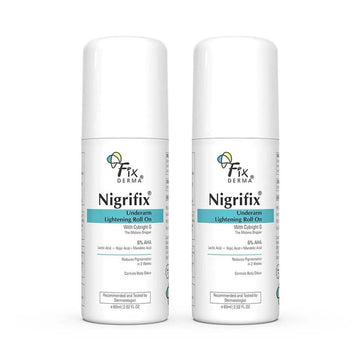 FIXDERMA Nigrifix Underarm Roll On With 6% AHA, Lactic Acid & 1% Mandelic Acid & Kojic Acid | Brightens Skin & Exfoliates Underarm | For Sensitive Skin - 60Ml (Pack Of 2), For Unisex