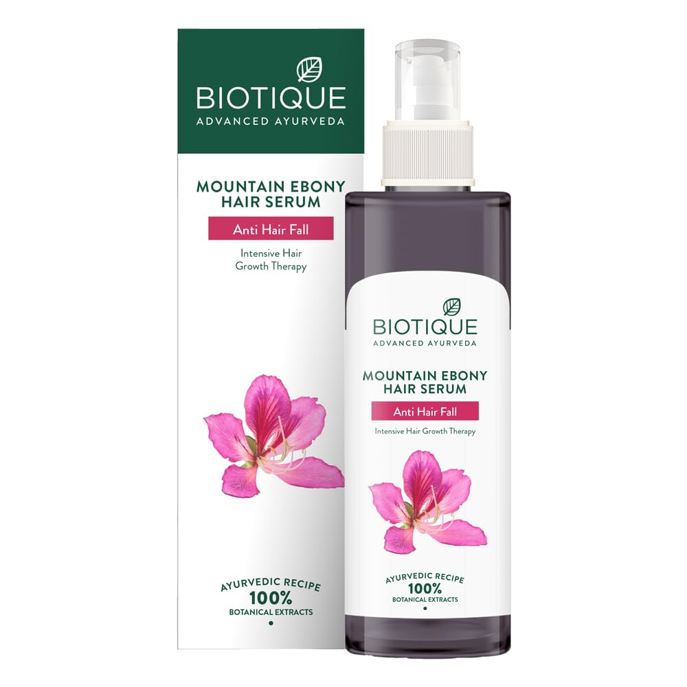 Biotique Bio Mountain Ebony Vitalizing Serum | Prevents Hair Fall & Soothes Scalp| Promotes Hair Growth | 100% Botanical Extracts | Suitable for All Skin Types | 120ml