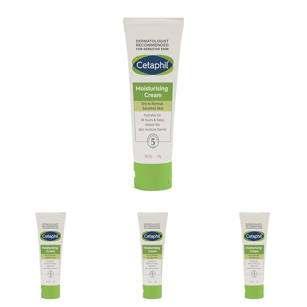 Cetaphil Moisturising Cream for Face & Body, 80g | 48Hr Hydration with Niacinamide, Panthenol & Glycerin | For Dry to Normal Skin | Paraben-Free, Hypoallergenic, Non-Greasy