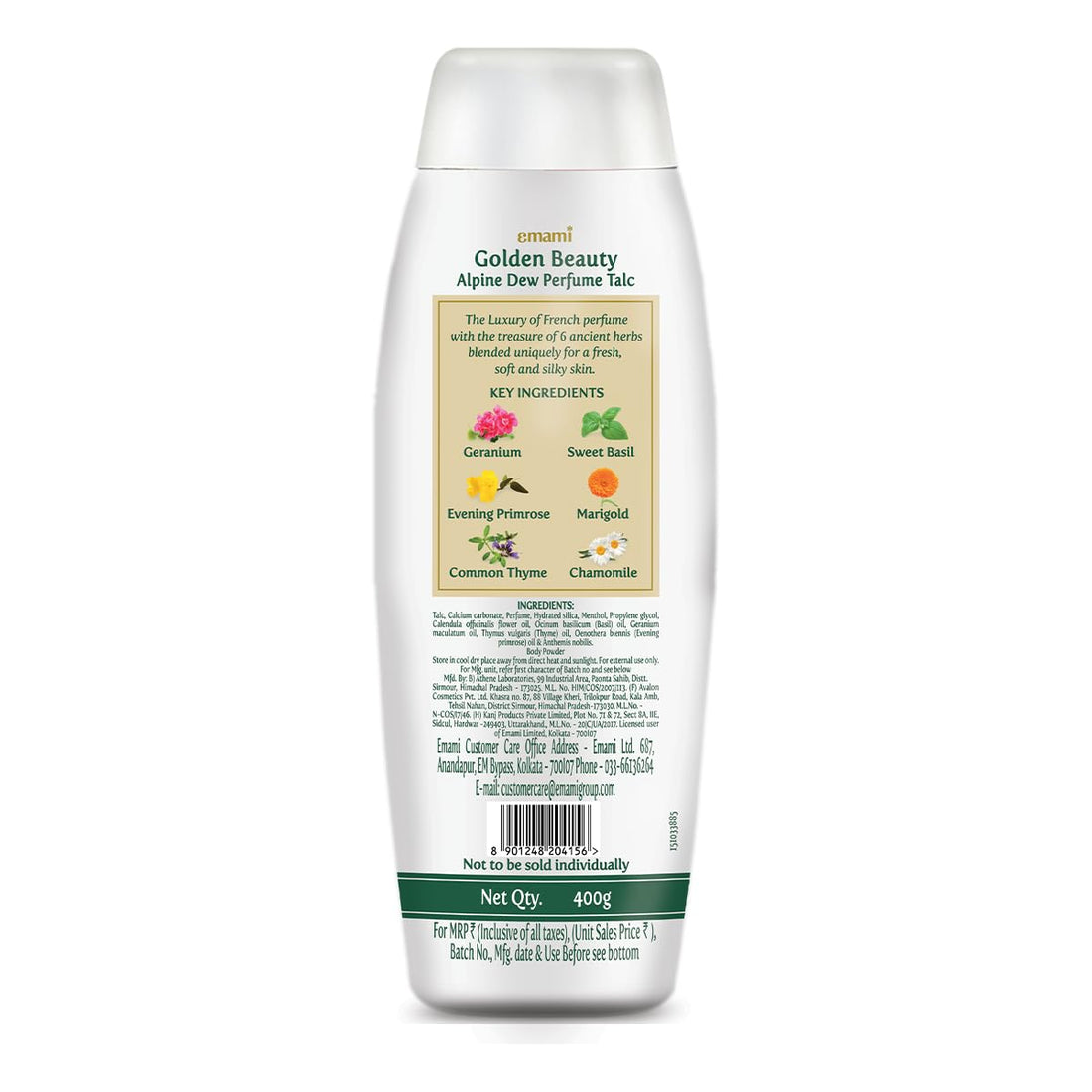 Golden Beauty Alpine Dew Talc Powder with Chamomile, Pack of 2, 400g (Buy one get one)