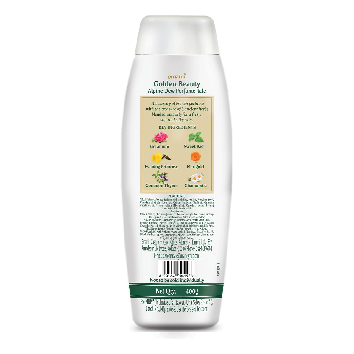 Golden Beauty Alpine Dew Talc Powder with Chamomile, Pack of 2, 400g (Buy one get one)