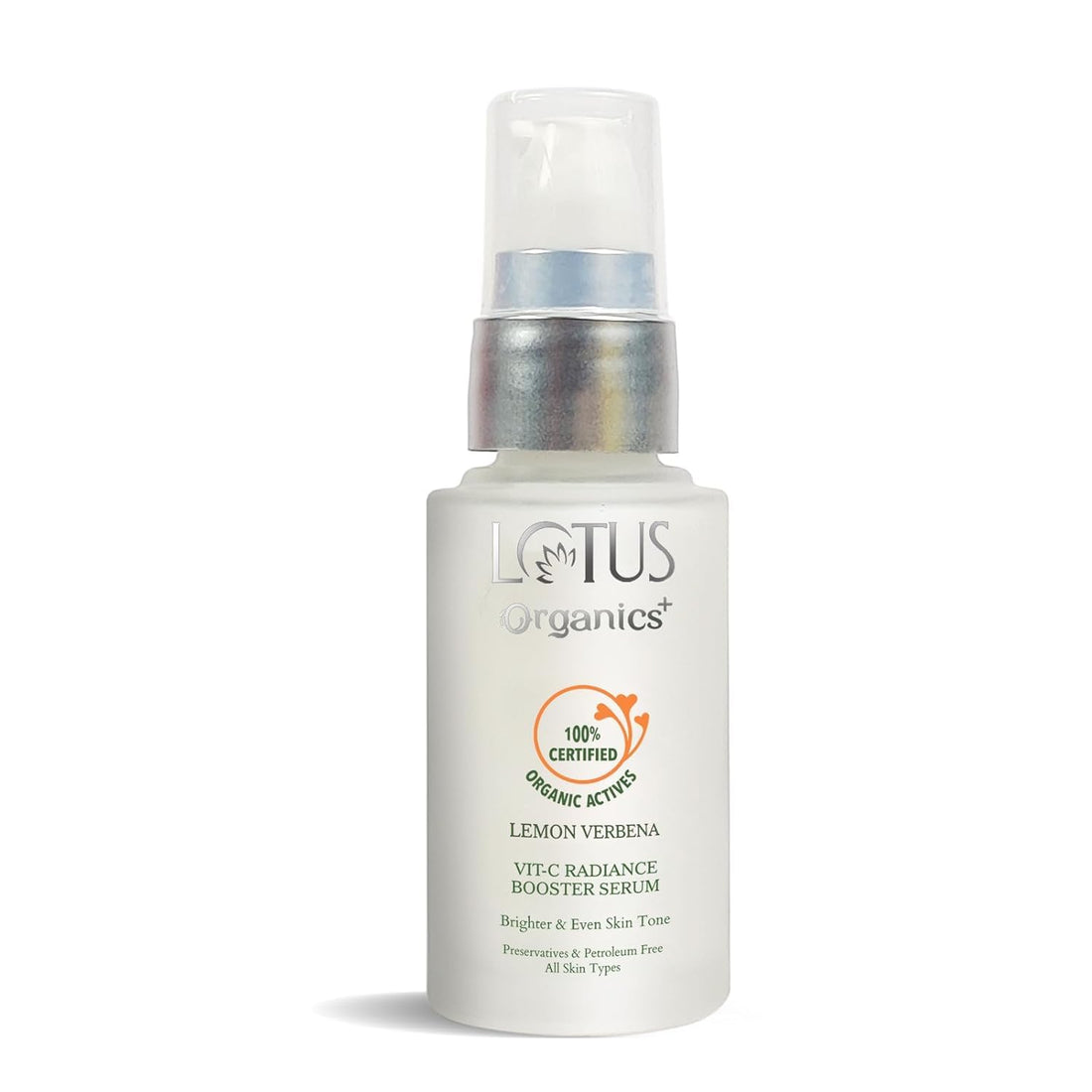 Lotus Organics+ Vitamin C Radiance Booster Face Serum| 100% Certified Organic Lemon Verbena | Brightens & Evens Skin Tone | For Dull & Dehydrated Skin | All Skin Types | 30ml