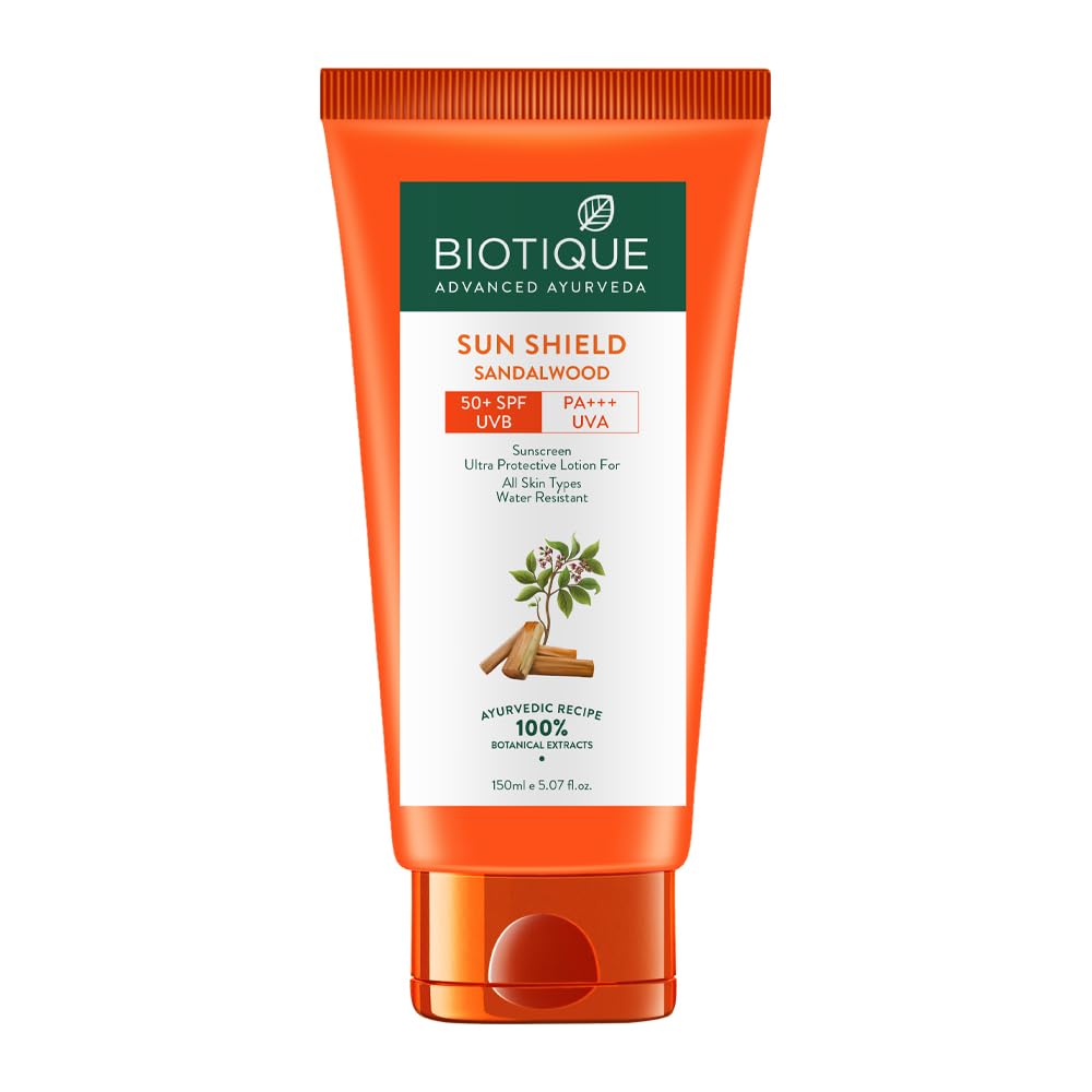 Biotique Bio Sandalwood Sunscreen Ultra Soothing Face Lotion, SPF 50+ |Ultra Protective Lotion| Keeps Skin Soft, Fair and Moisturized| Water Resistant| For All Skin Types| 190ml