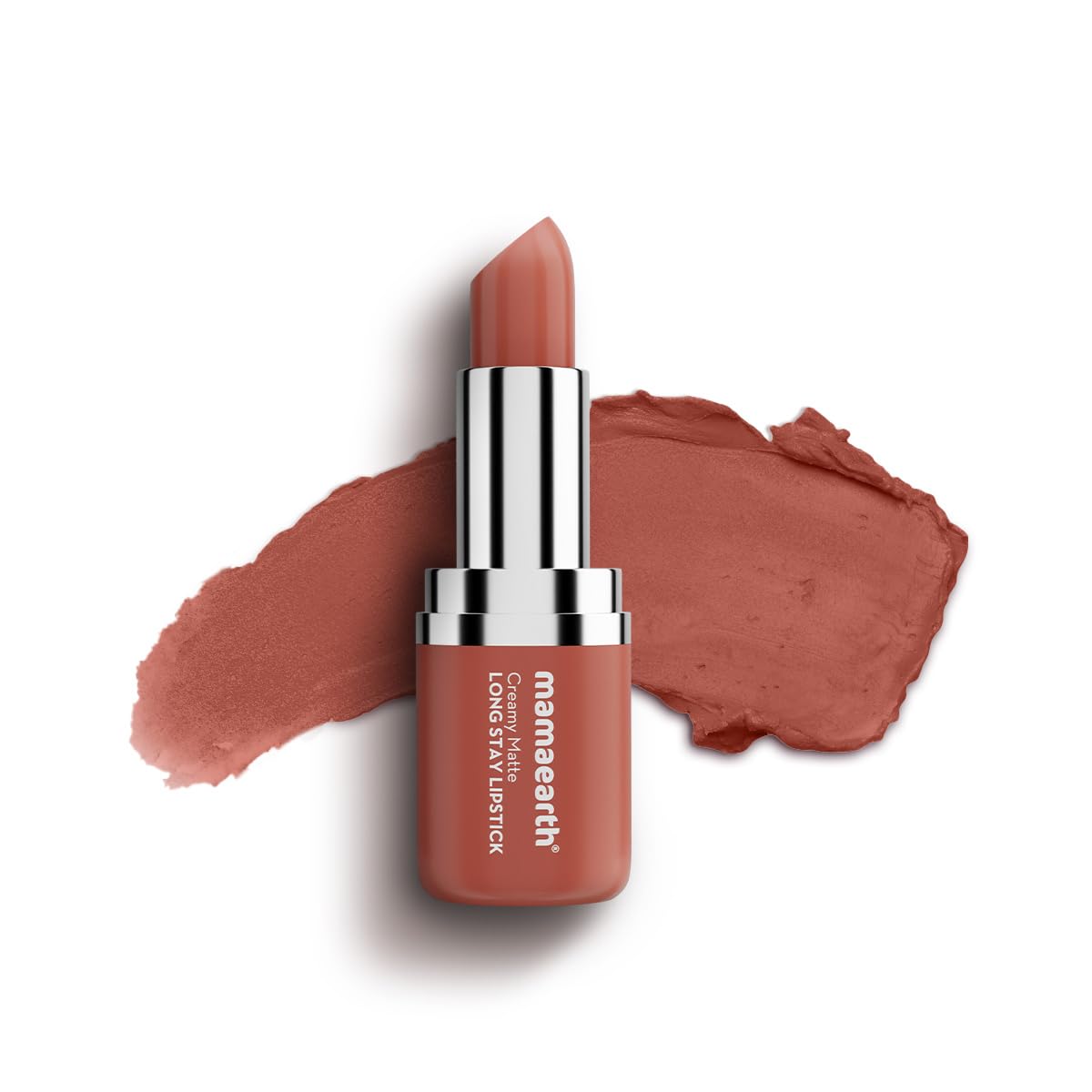 Mamaearth Creamy Matte Long Stay Lipstick with Murumuru Butter and Vitamin E for 8-Hour Long Stay (Flakeproof & Non-Drying | Intense Color Payoff) - 4.2g (Rose Nude)