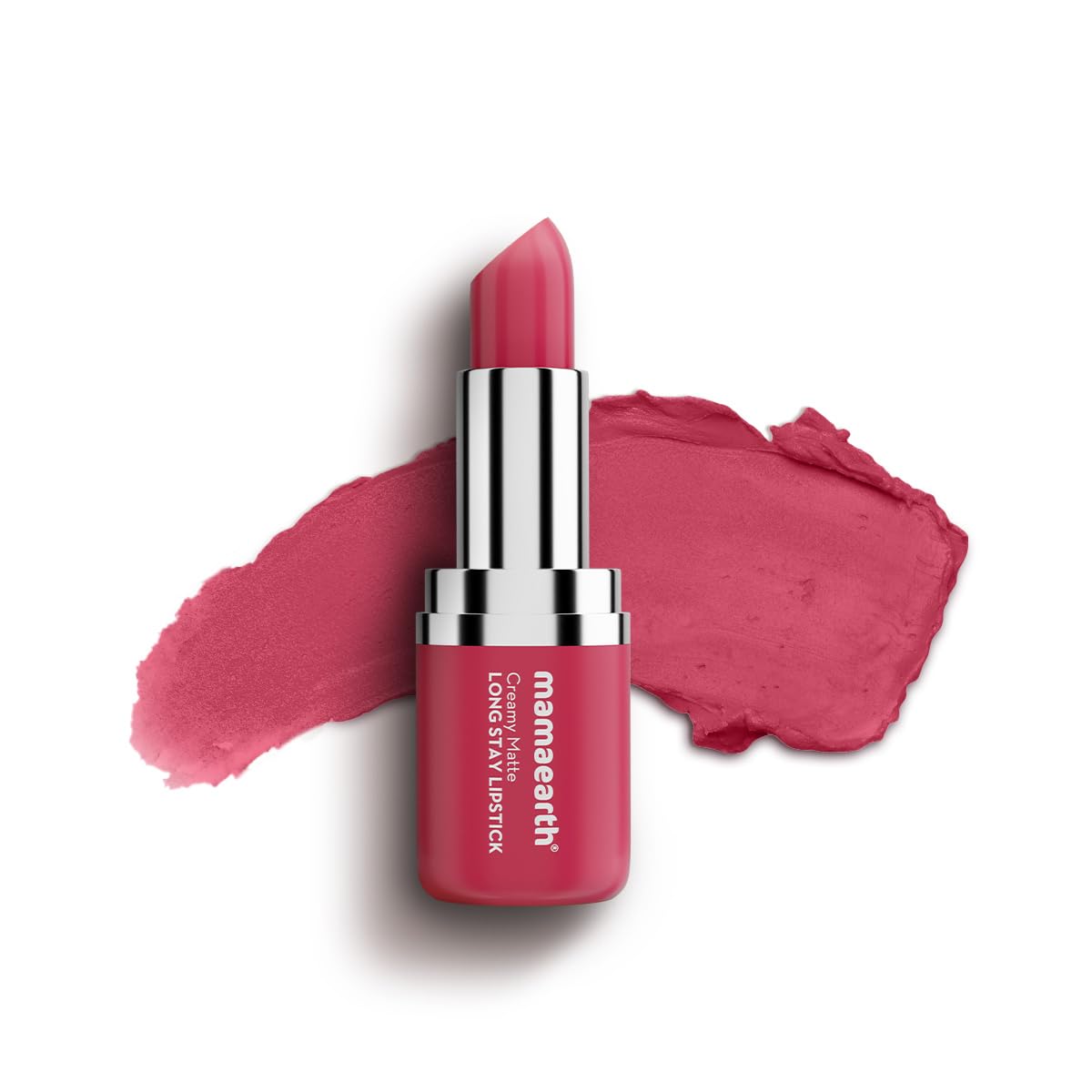 Mamaearth Creamy Matte Long Stay Lipstick with Murumuru Butter and Vitamin E for 8-Hour Long Stay (Flakeproof & Non-Drying | Intense Color Payoff) - 4.2g (Rose Nude)
