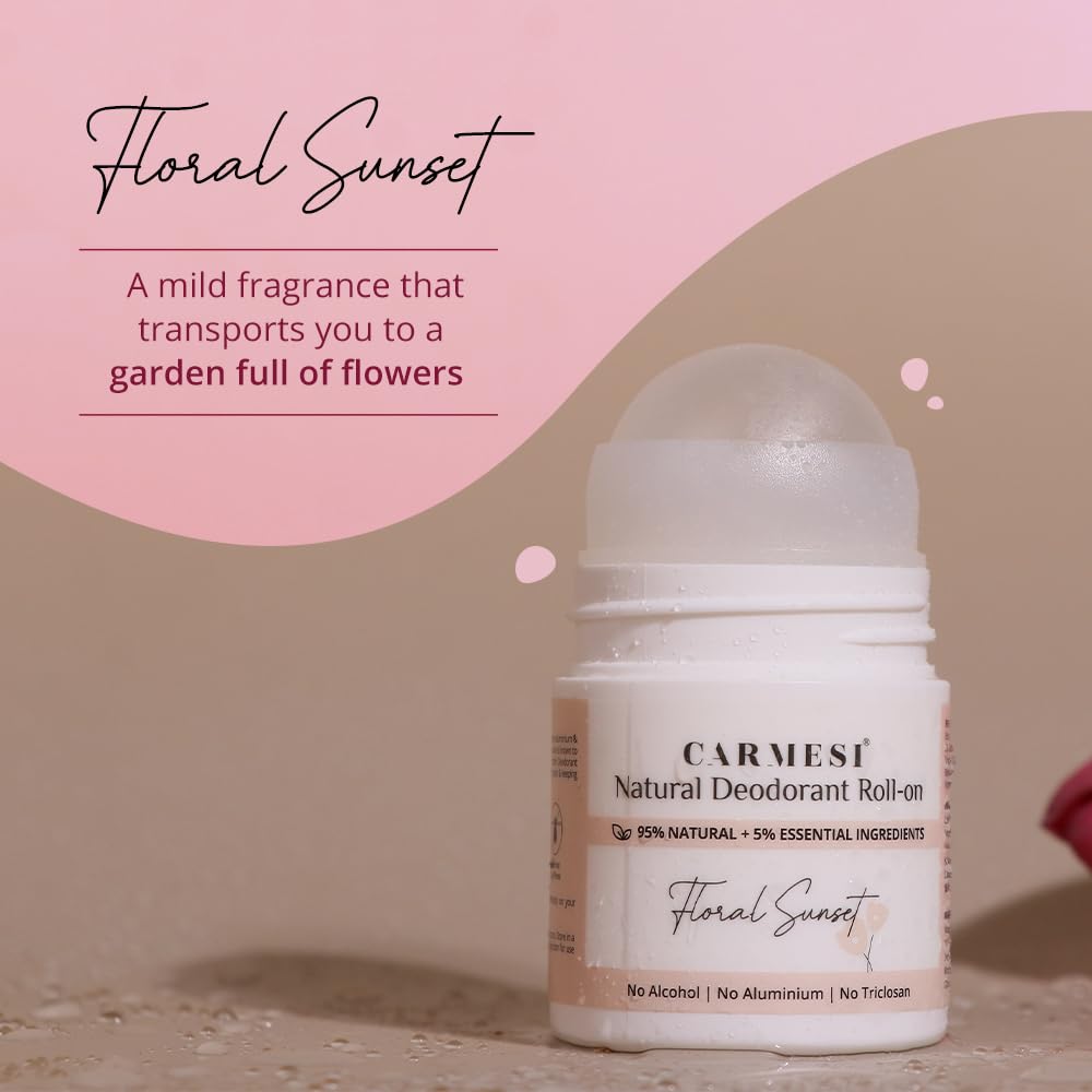 Carmesi Natural Deodorant Roll-on - Floral Sunset (50 ml)