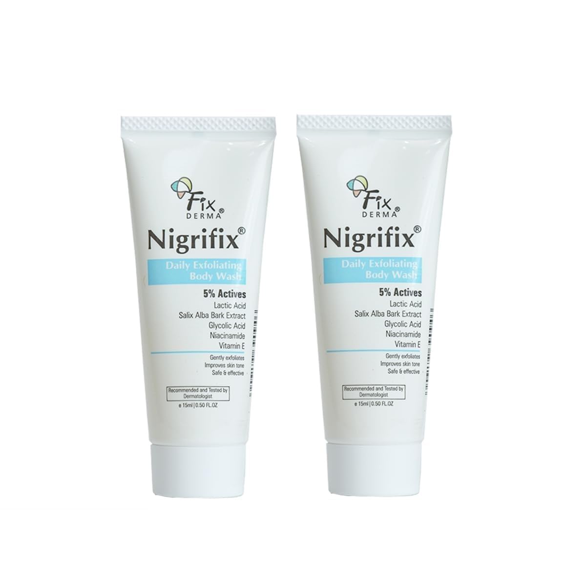 FIXDERMA Nigrifix Underarm Roll On With 6% AHA, Lactic Acid & 1% Mandelic Acid & Kojic Acid | Brightens Skin & Exfoliates Underarm | For Sensitive Skin - 60Ml (Pack Of 2), For Unisex