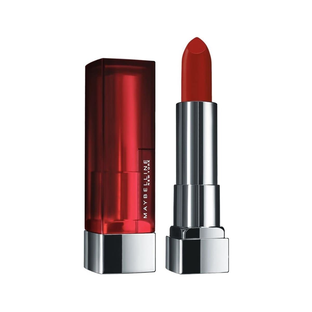 Maybelline New York Color Sensational Creamy Matte Lipstick lasts up to 12 Hours, Hydrate Lips, Rich Creamy Lipstick with Shea Butter, Comes in 42 Shades - 640 Red Liberation, 3.9g