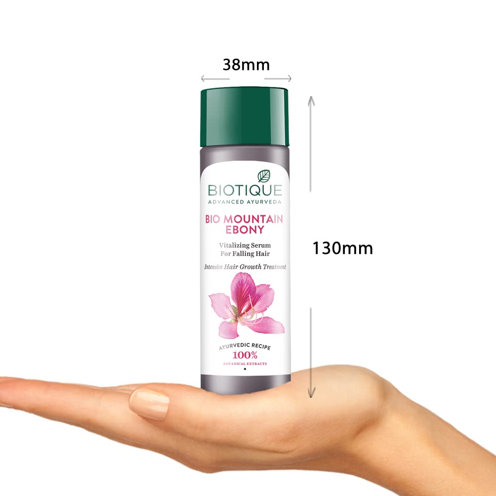 Biotique Bio Mountain Ebony Vitalizing Serum | Prevents Hair Fall & Soothes Scalp| Promotes Hair Growth | 100% Botanical Extracts | Suitable for All Skin Types | 120ml
