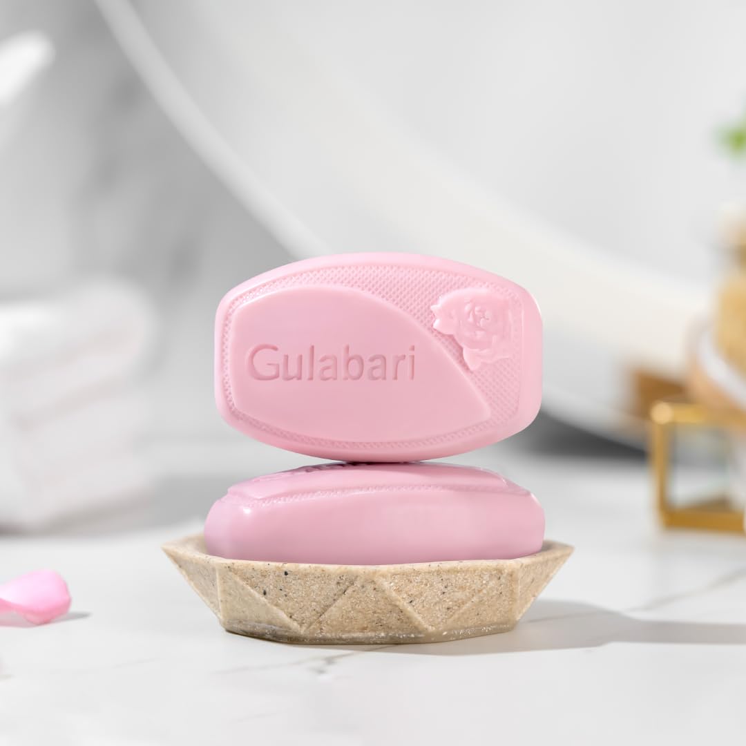 Dabur Gulabari Pure Rose Soap 150g (Pack of 4) | Moisturizing Bathing Soap for Radiant Glowing Skin & Body | Glycerine & Niacinamide | Long Lasting Fragrance | For Men & Women