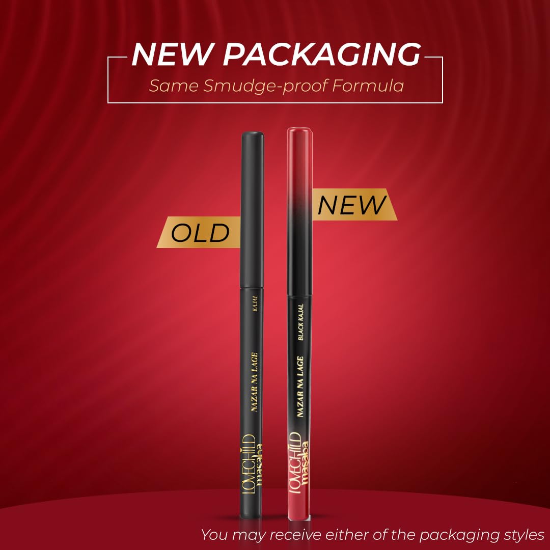LoveChild Masaba Kajal Pencil Coal Black Matte - Smudge-proof & Waterproof, Long-lasting Deeply Pigmented Eyeliner for Women, Makeup Essential (0.36g)