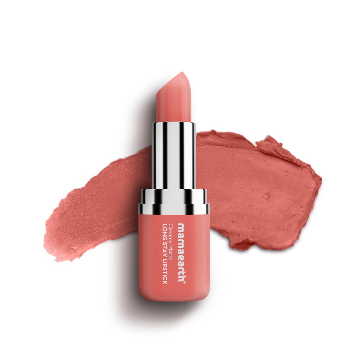 Mamaearth Creamy Matte Long Stay Lipstick with Murumuru Butter and Vitamin E for 8-Hour Long Stay (Flakeproof & Non-Drying | Intense Color Payoff) - 4.2g (Rose Nude)