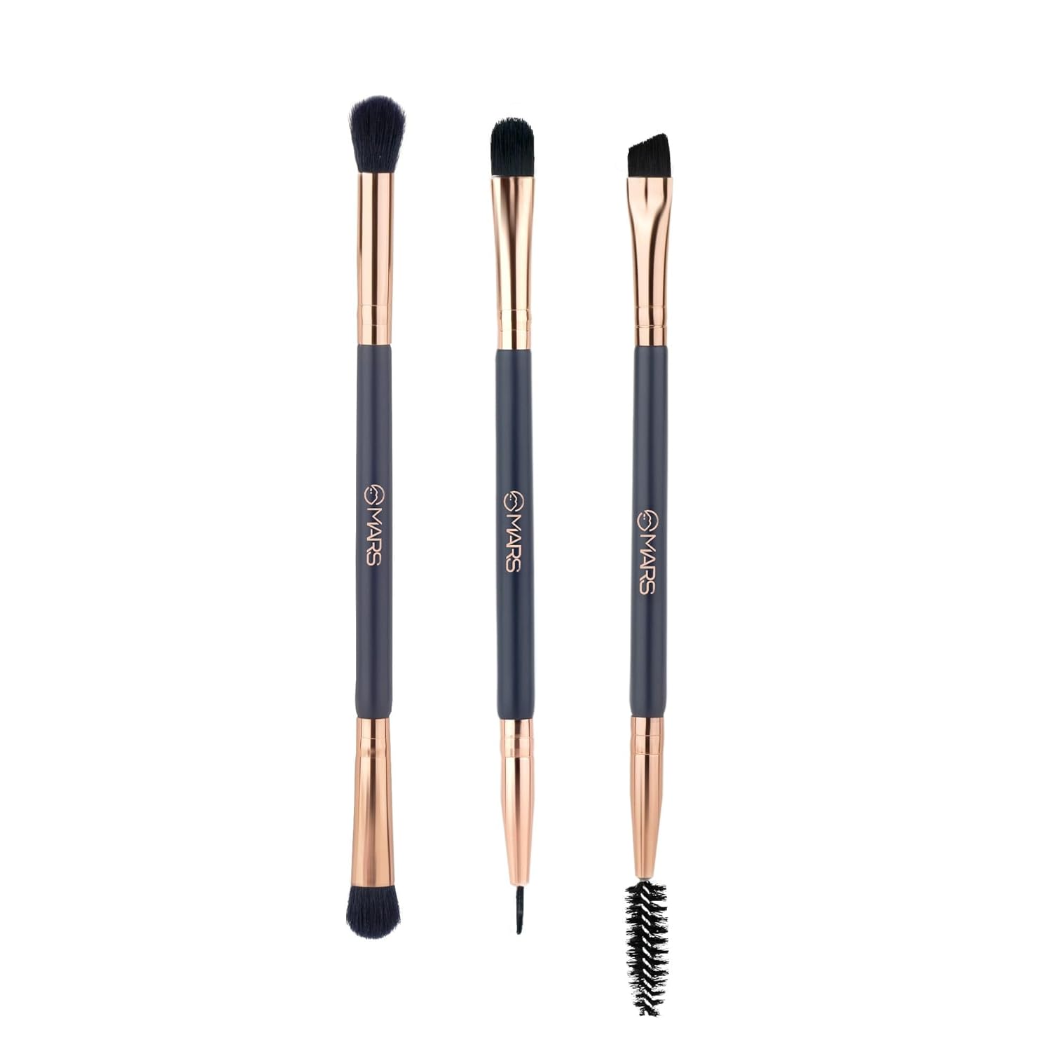 MARS Enchanted Eye Brush Set of 3 | Multipurpose Eye Makeup, Eyebrow & Liner Brushes | Soft Bristles | Compact & Travel Friendly