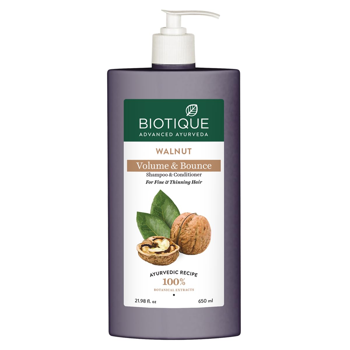 Biotique Bio Walnut Volume and Bounce Shampoo and Conditioner | For Fine and Thinning Hair| Volumizing Shampoo for Thin Hair |100% Botanical Extracts |340ml