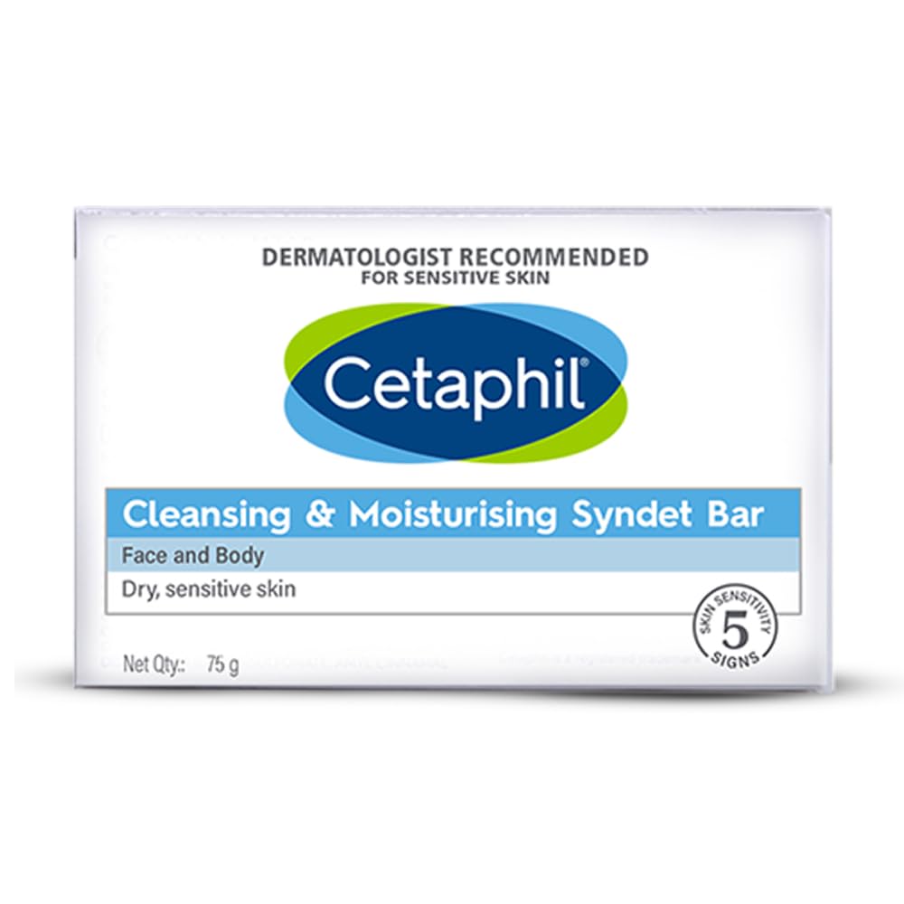 Cetaphil Cleansing and Moisturising Syndet Bar, Shea Butter, 300 g, Pack of 4