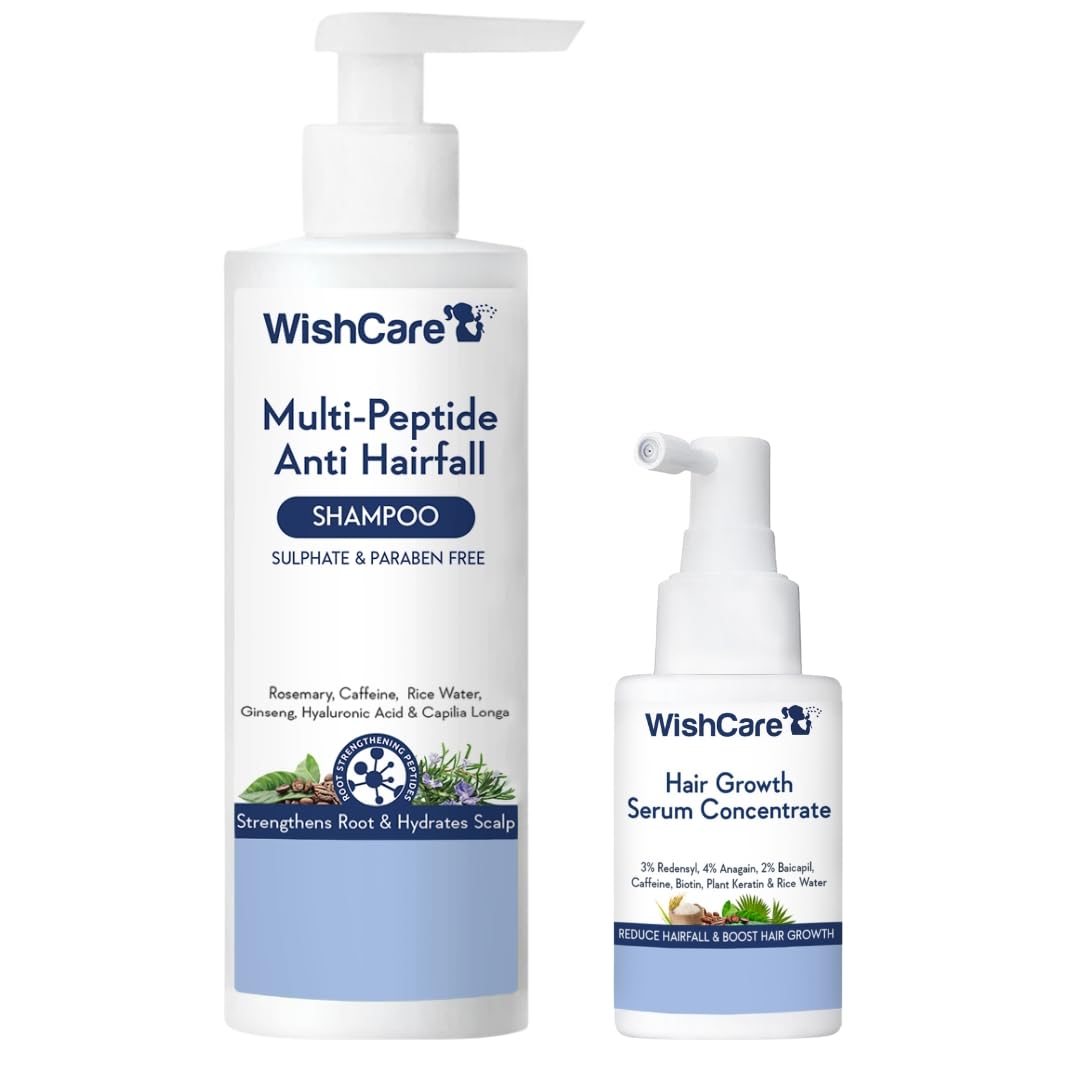 WishCare Hair Growth Serum Concentrate - 3% Redensyl, 4% Anagain, 2% Baicapil, Caffeine, Biotin, Plant Keratin & Rice Water - Hair Growth Serum For Men & Women, 30ml