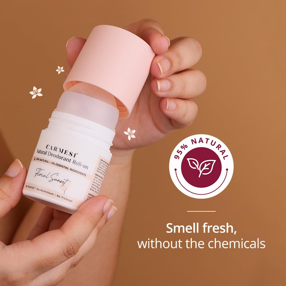 Carmesi Natural Deodorant Roll-on - Floral Sunset (50 ml)