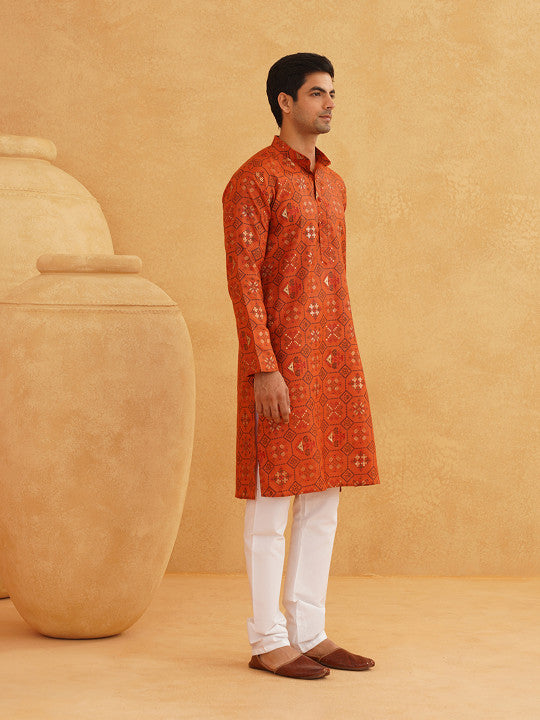 SOJANYA Ethnic Motifs Printed Straight Kurta With Pyjamas