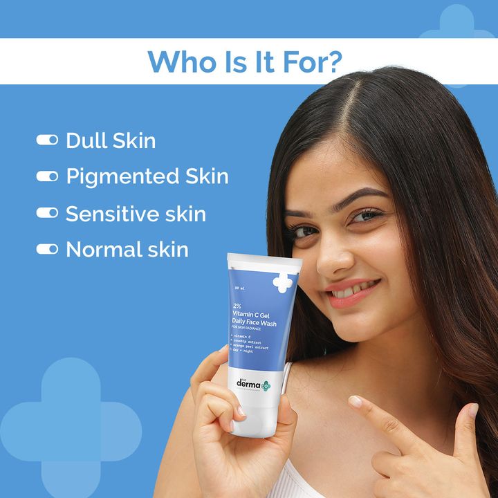 The Derma Co 2% Vitamin C Gel Daily Face Wash with Vitamin C, Rosehip & Orange Peel Extract for Glowing Skin - 80ml