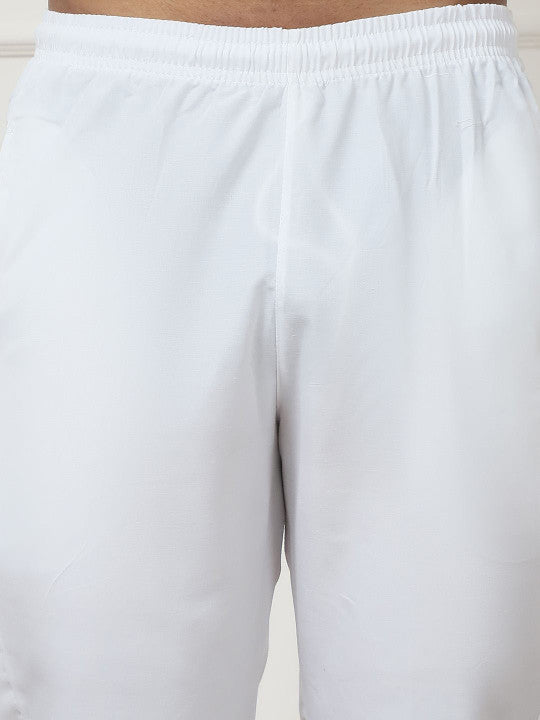 Anouk Embroidered Mandarin Collar Mirror Work Cotton Silk Straight Kurta With Pyjamas