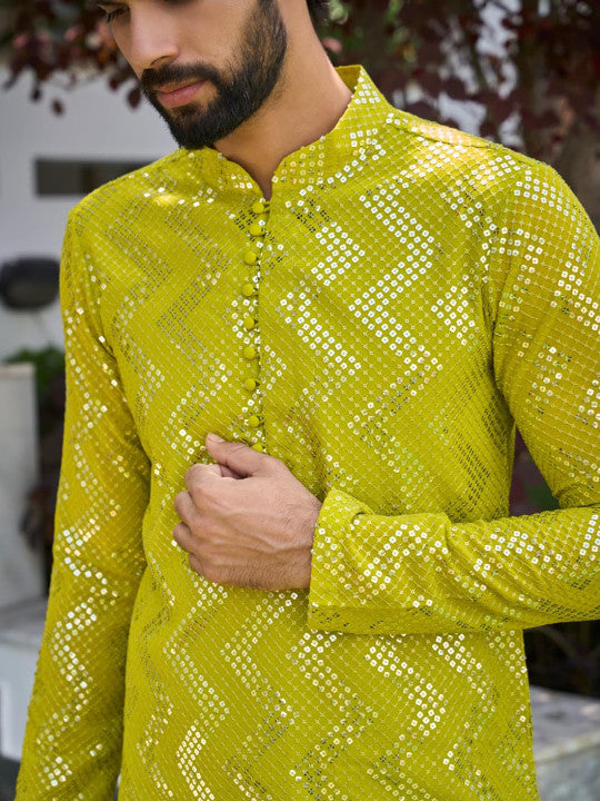 See Designs Ethnic Motifs Embroidered Regular Mirror Work Kurta with Patiala