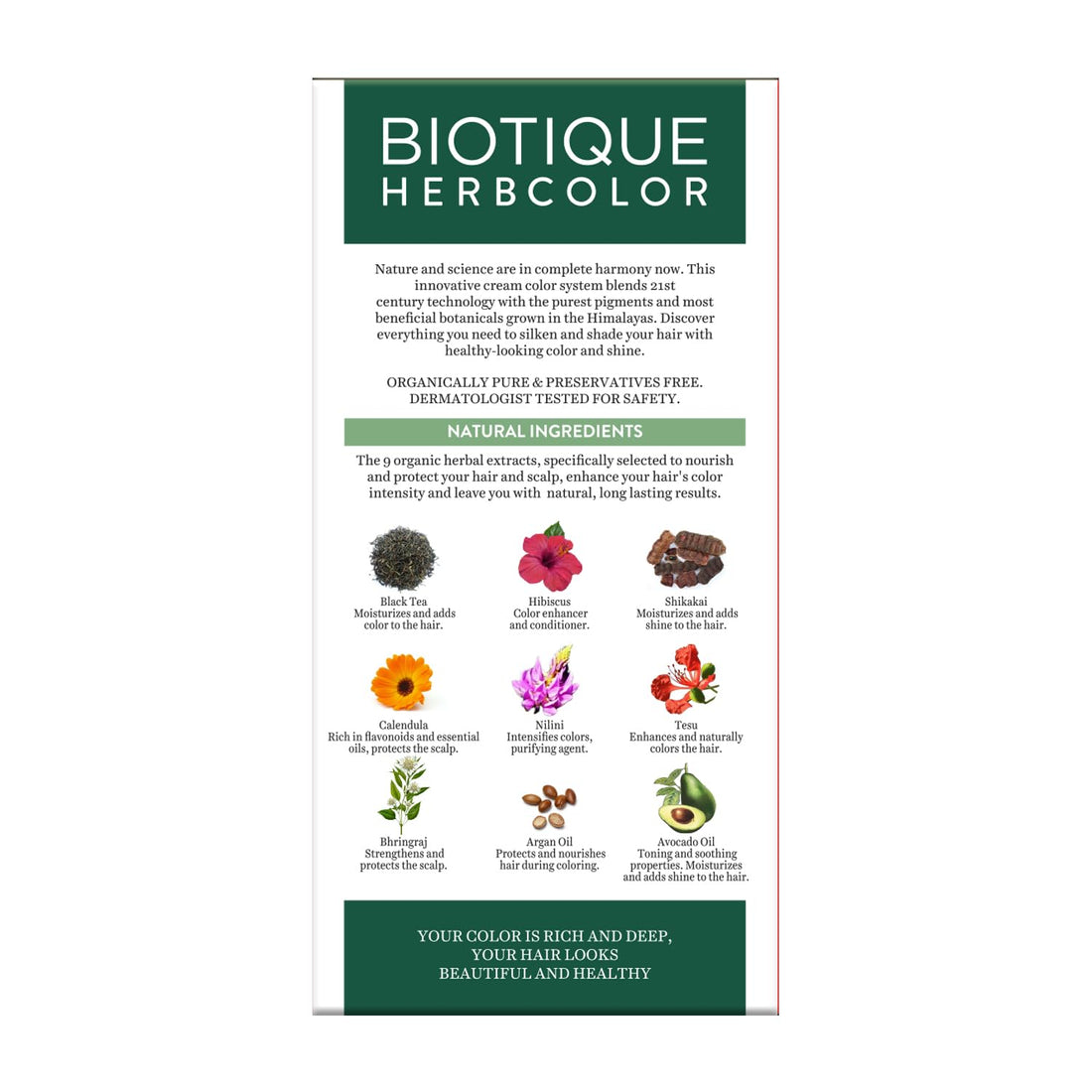Biotique Herbcolor Conditioning Hair Colour l Ammonia Free Hair Color l 9 Organic Herbal Extracts l Natural and Healthy Shine l 50g + 110ml| Darkest Brown 3N (Pack of 1)