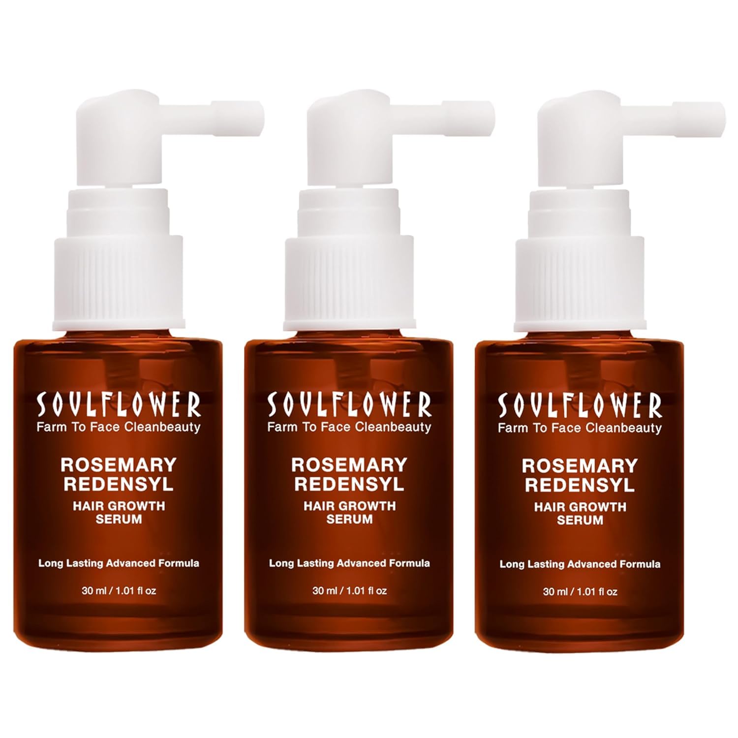 Soulflower Hair Growth Serum, Rosemary Oil, 3% Redensyl, 4% Anagain, Caffeine, Melanogray, Biotin, Rice Water, Clinically Tested on Real people, Hair growth & Hair fall control for Women & Men | 30ml